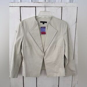 The Wrights Leather Jacket Size 6 NWT Floral Pattern Blazer Coat Light Beige